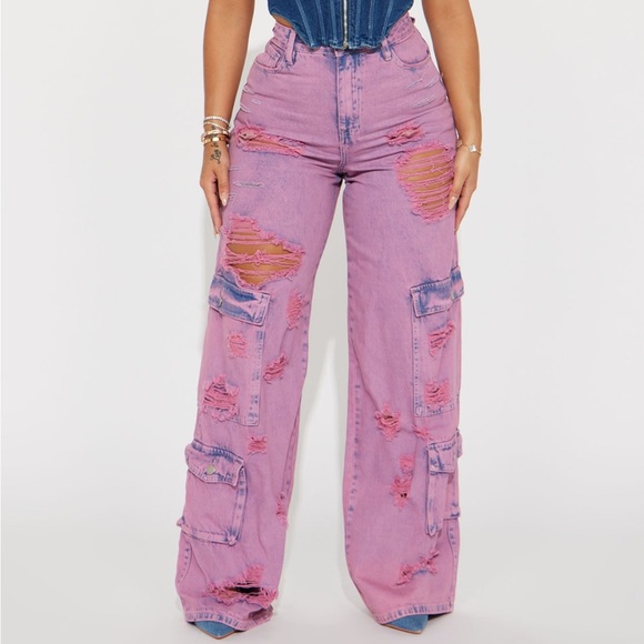 Flared jean cargo pants - Picture 2 of 6